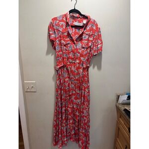 Vintage Desert Diva by Sherry Holt Western Cowboy Cactus Horse Maxi Dress XL Red